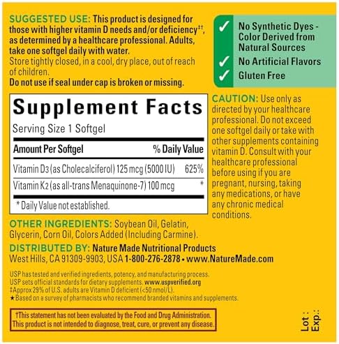 Nature Made vitamin d3 k2 box and bottle lifestyle display