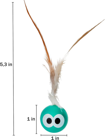 Pet Fit For Life interactive cat toy being tossed to demonstrate the high bounce and erratic movement for indoor cat exercise.