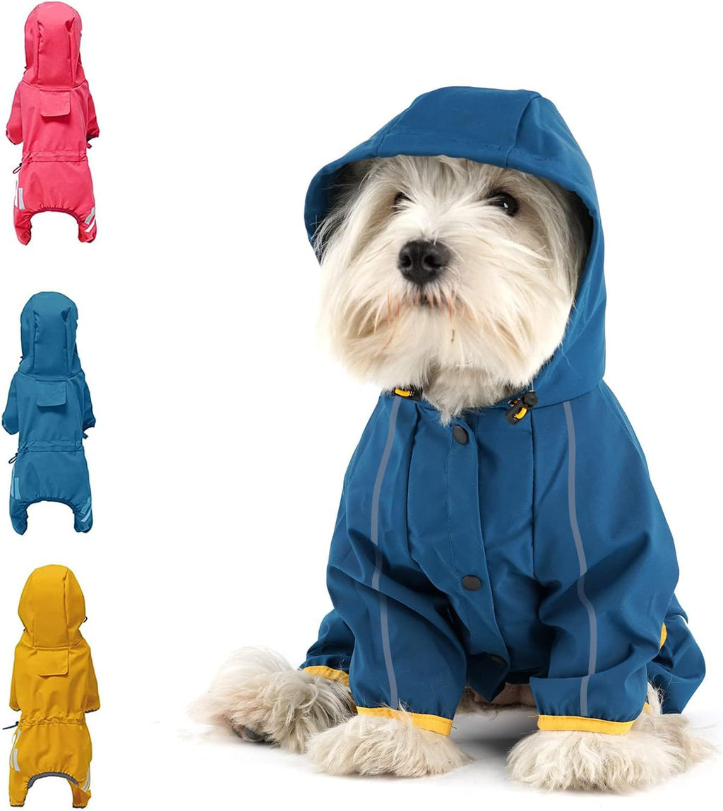 Mabawa waterproof dog raincoat blue medium front view on a puppy