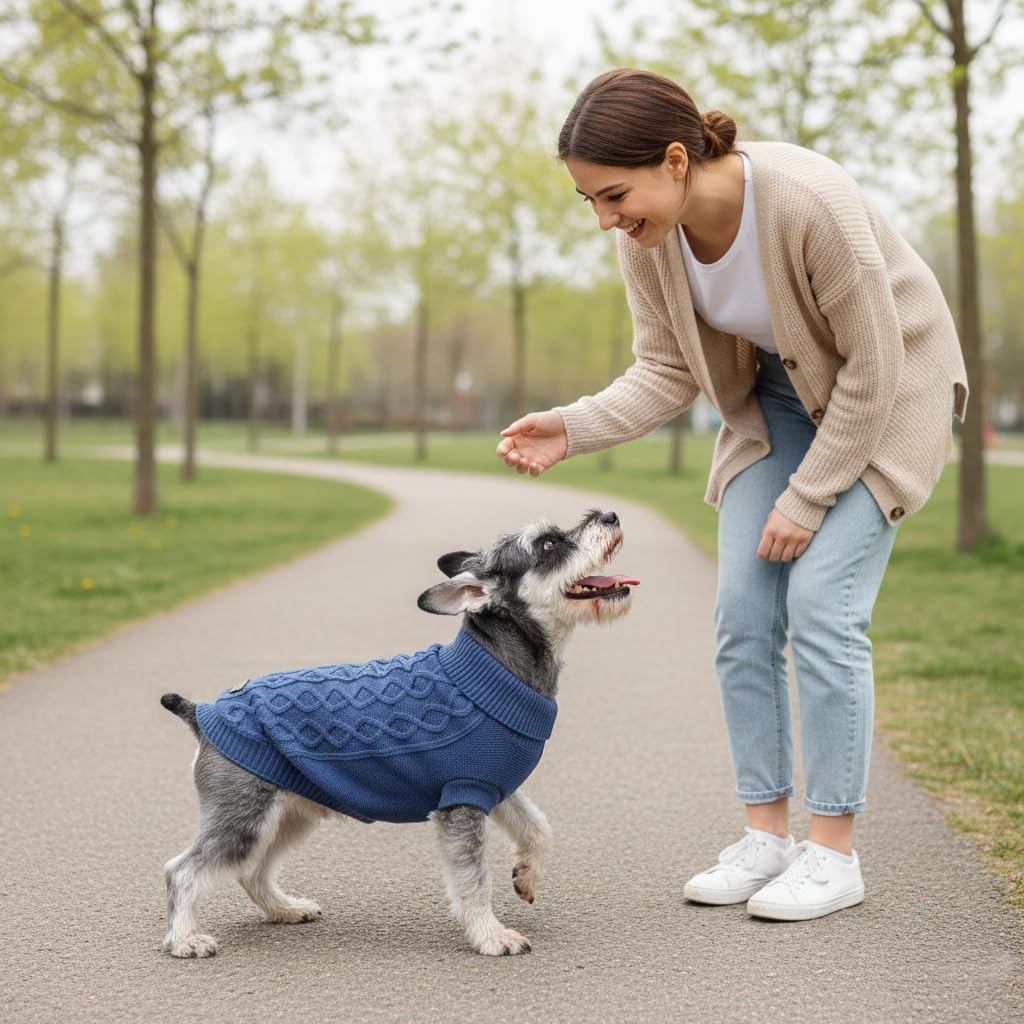 Small Dog Sweaters, Soft Knit Cold Weather Turtleneck Dog Clothes, Lightweight Warm Puppy Sweater for Chihuahua, Dachshund, Shih Tzu, Yorkie (Dark Blue, M) - Image 11