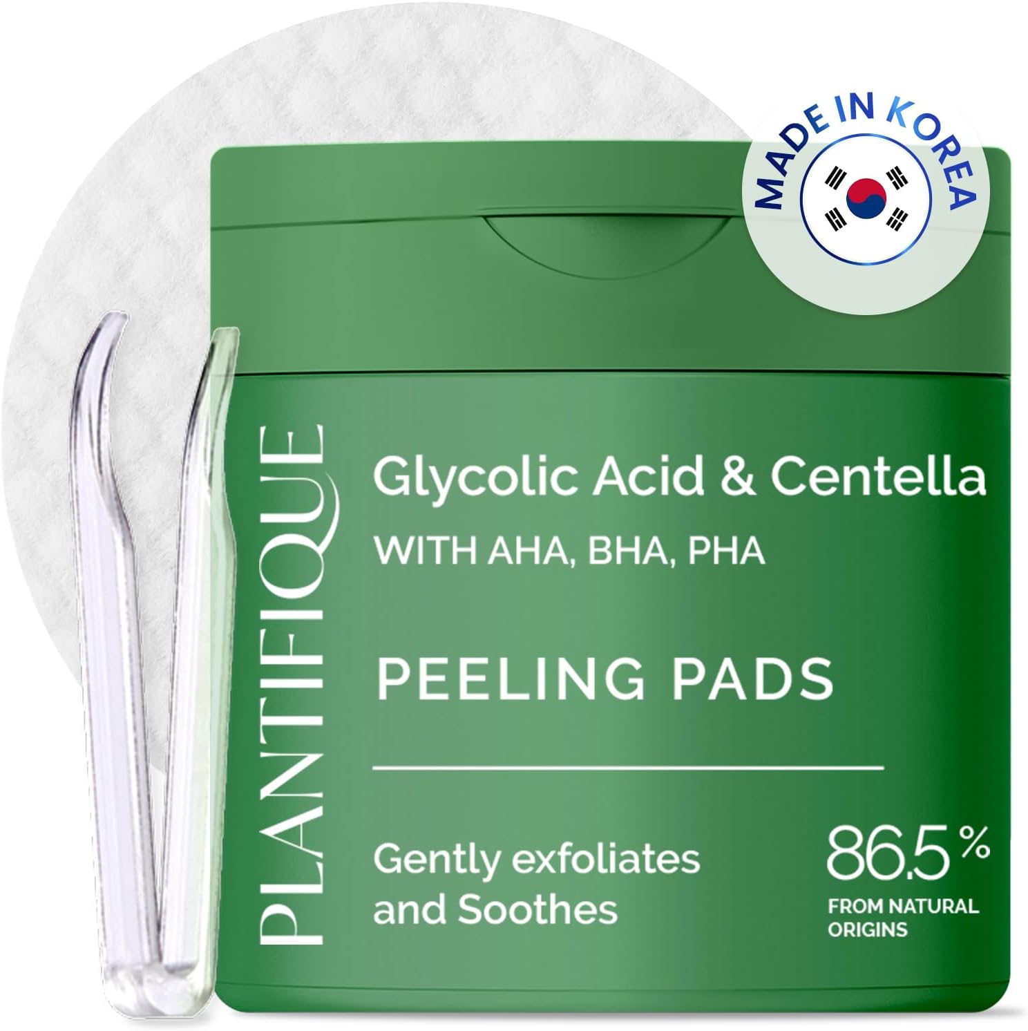 Plantifique Korean Glycolic Acid Toner Pads in refillable container