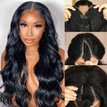 UNICE V part human hair body wave wig front view