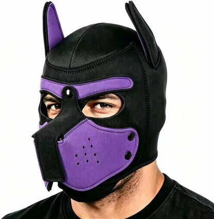 Pup Hood, Puppy Play Hood, Removable Dog Full Face Pup Mask (Blue) - Image 9