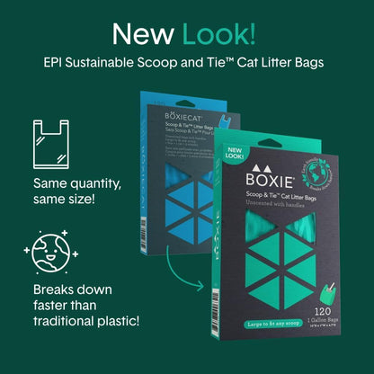 Boxiecat heavy duty litter bags box with easy tear perforation feature.