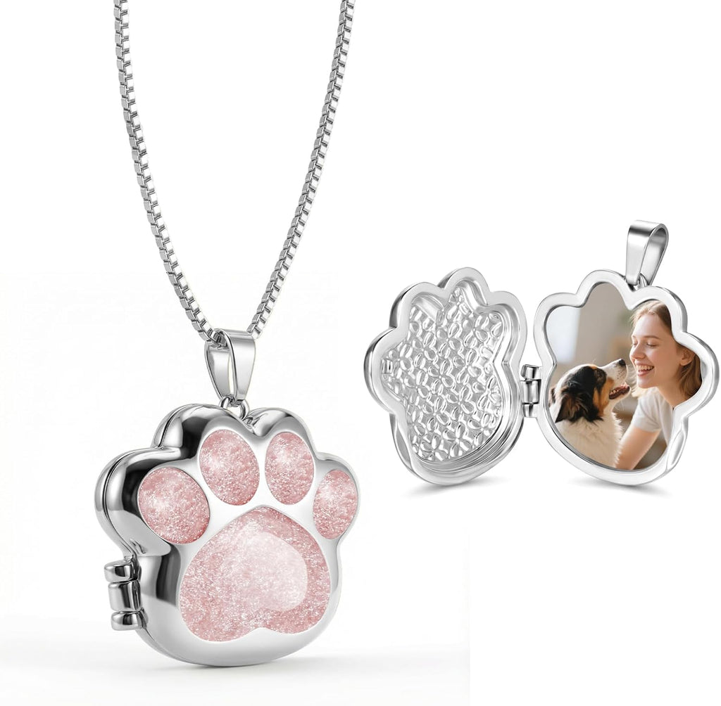 Customize Pet Paw Print Locket Necklace for Women Men Personalize Paw Memorial Necklace for Dog Cat Pet for Memorial Gift-Gold White - Image 10
