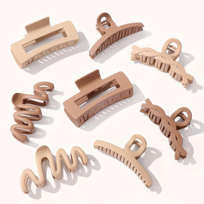 Matte Non-Slip Large Hair Clips for Women 8PCS (4 Beige+4 Khaki), Durable Claw Clips for Women/Girls | Gift-Ready Neutral Hair Accessories for Daily & Special Occasions - Image 1
