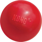 Kong rubber ball showing the treat stuffing hole