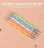Siyuwuro nail art pens demonstrating different dot sizes on nails
