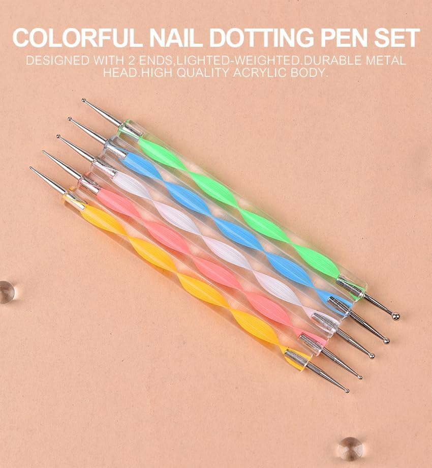 Siyuwuro nail art pens demonstrating different dot sizes on nails