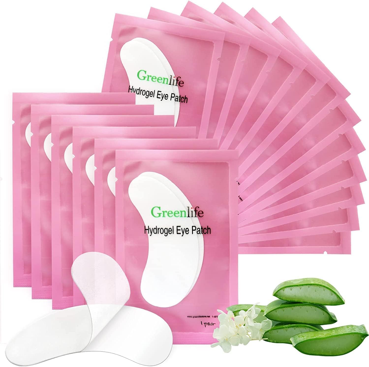 GreenLife natural eyelash extension under eye gel pads front view of salon packaging.