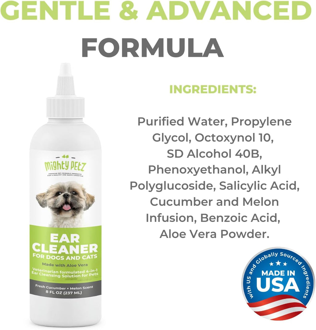 Mighty Petz Dog Ear Cleaner lifestyle image with dog