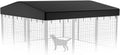 PawGiant outdoor dog kennel cover replacement front view on a large metal wire enclosure.