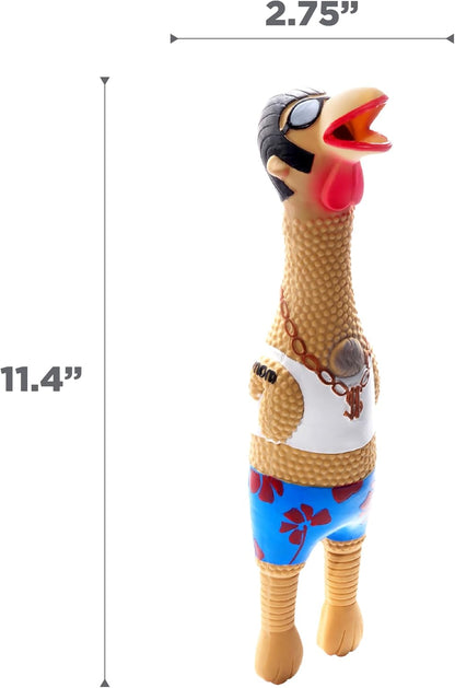 Outward Hound Squawkers Earl Large size rubber chicken pet toy profile view