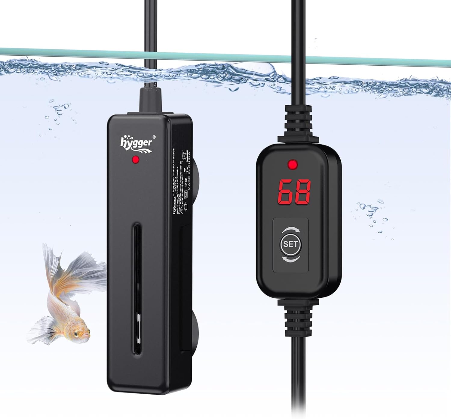 Hygger mini submersible fish tank heater front view