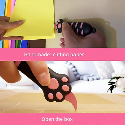 Compact cute pocket knife for women placed next to office desk stationery.