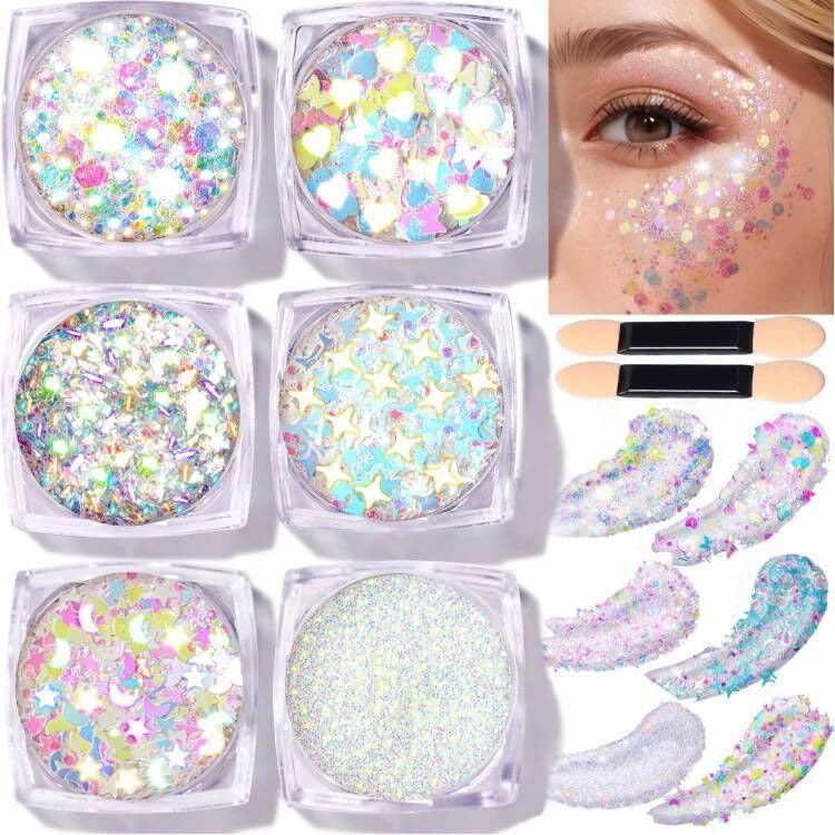 Teenitor Face Glitter Clear White Gel front view showcasing the product packaging and sparkle texture.