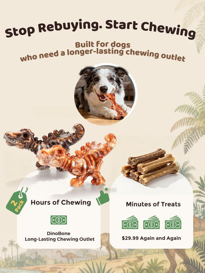 Large dog chewing on durable ChienBox dinosaur bone toy