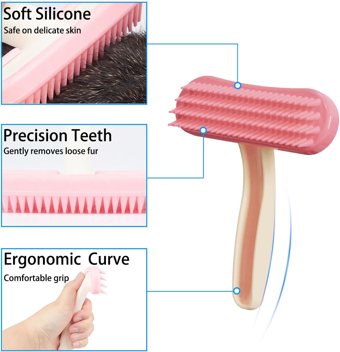 Oxiros silicone pet bath brush being used for rabbit hair massage.