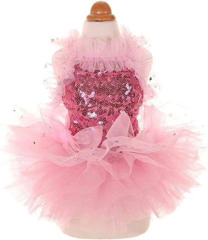 MaruPet puppy princess dress front view pink lace cake tutu skirt