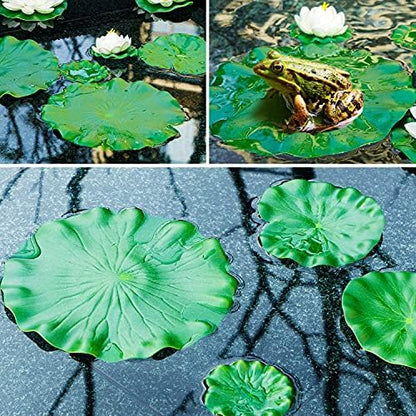 FFNIU 12 piece artificial lily pads protecting fish in a backyard water feature