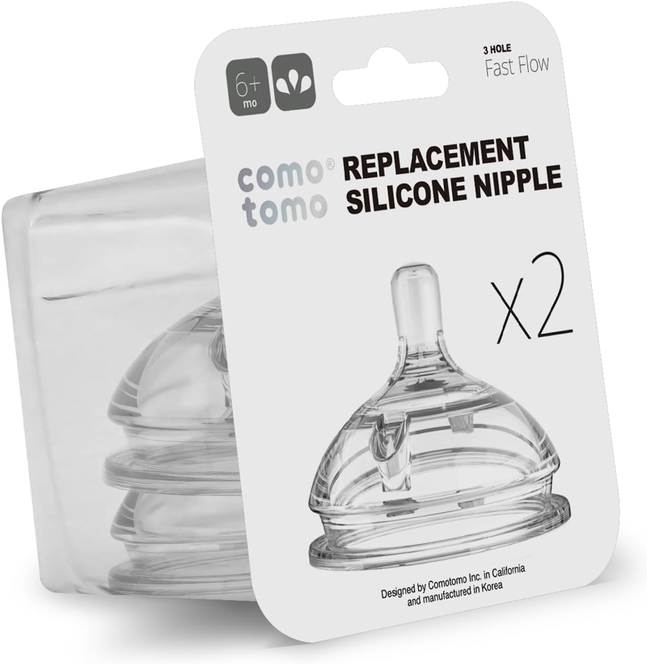 Comotomo Silicone Replacement Nipple Fast Flow 6+ Months front view
