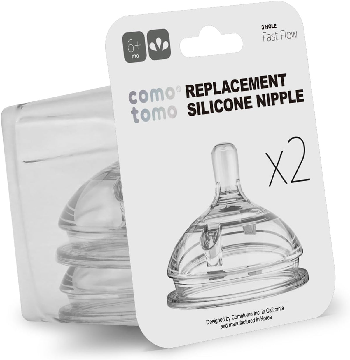 Comotomo Silicone Replacement Nipple Fast Flow 6+ Months front view