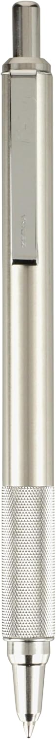 Zebra F701 retractable pen showcasing the silent plunger mechanism and durable steel clip.