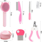 Self cleaning slicker brush from the VCZONE pet kit removing loose cat fur easily.