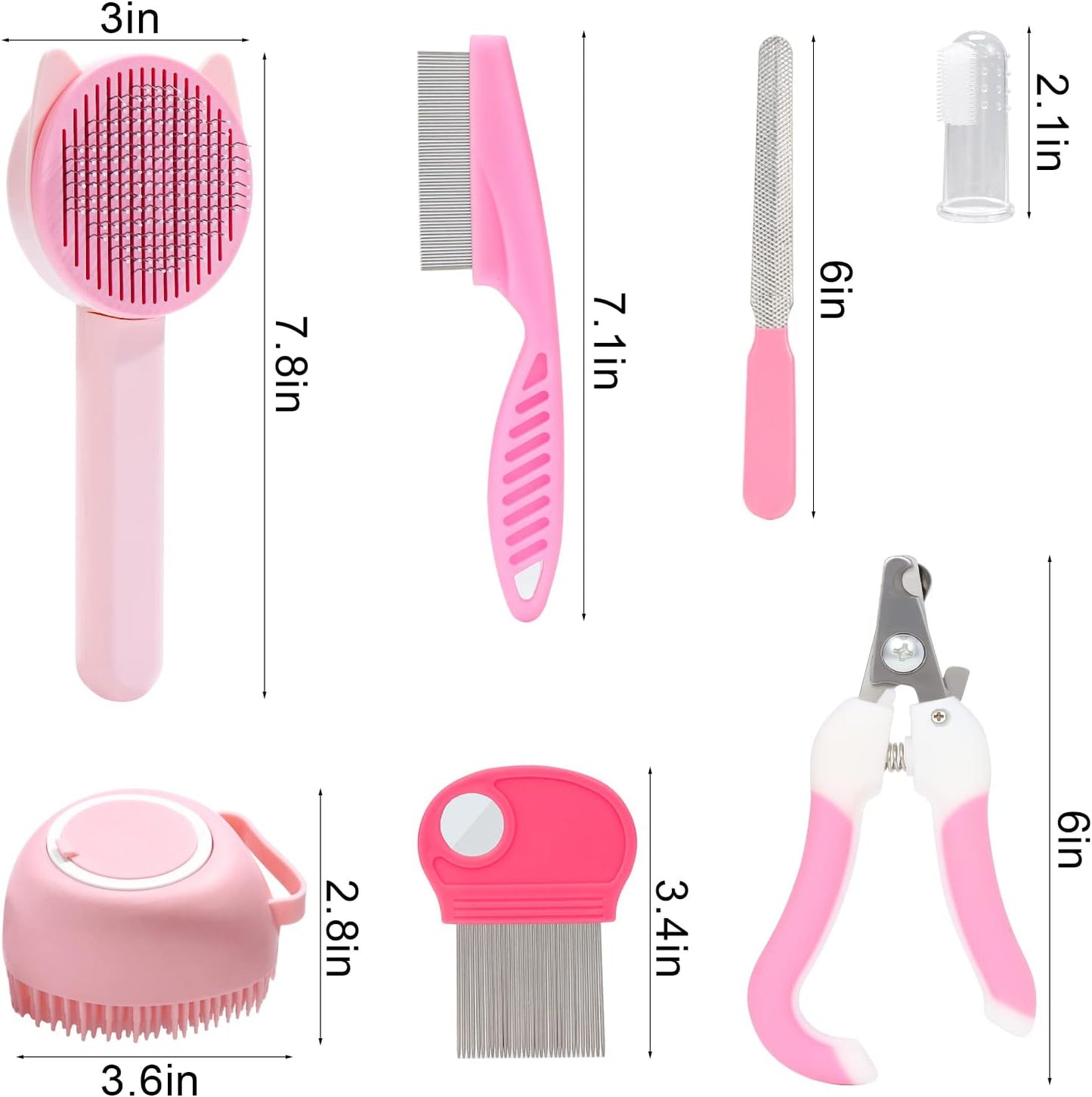 Self cleaning slicker brush from the VCZONE pet kit removing loose cat fur easily.