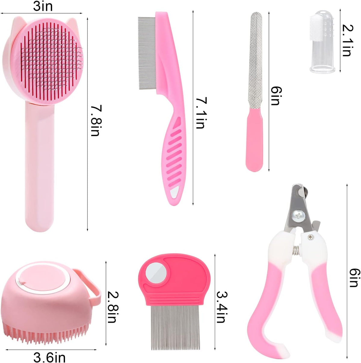 Self cleaning slicker brush from the VCZONE pet kit removing loose cat fur easily.