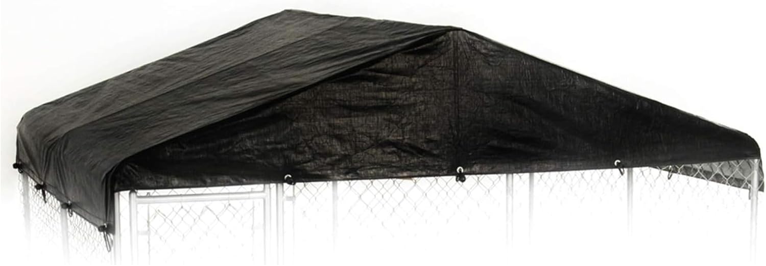 Weather Guard extra large dog kennel cover front view showing waterproof black tarp
