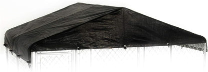 Weather Guard extra large dog kennel cover front view showing waterproof black tarp