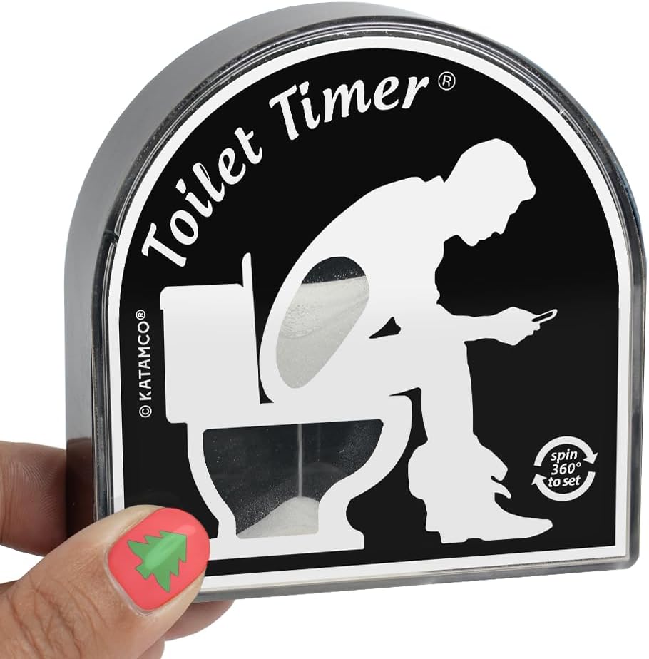 Katamco Toilet Timer Classic front view showing the five minute sand countdown mechanism.