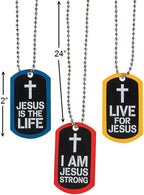 Fun Express Christian faith necklaces assortment displaying multiple inspirational messages on ball chains