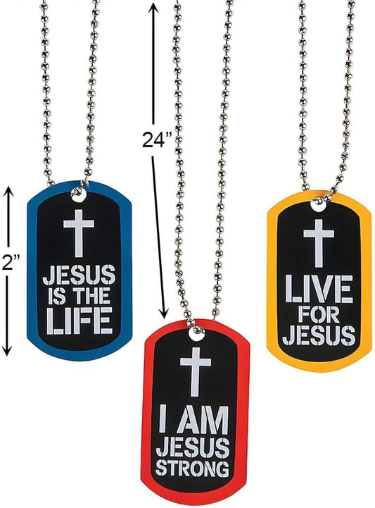 Fun Express Christian faith necklaces assortment displaying multiple inspirational messages on ball chains