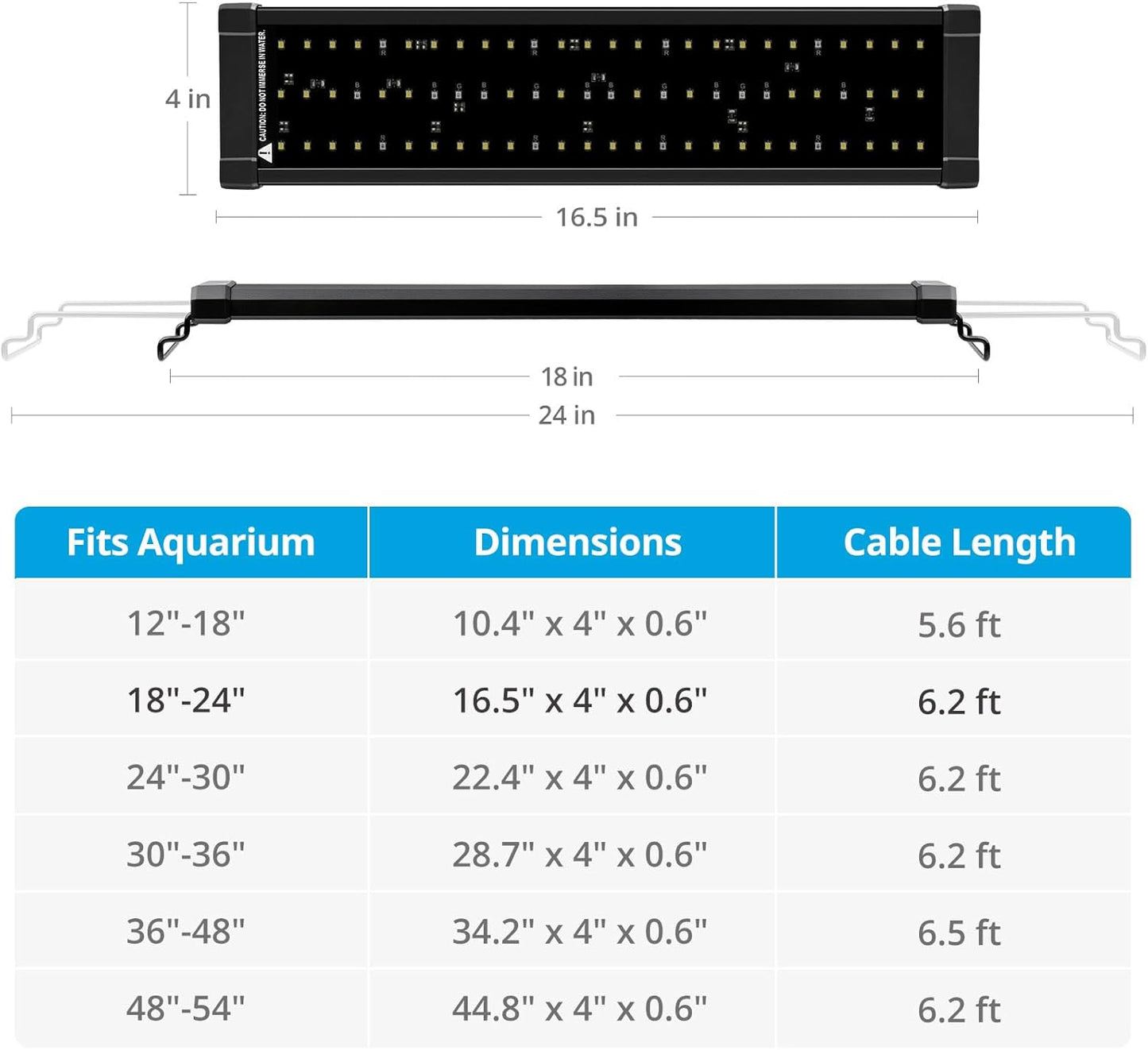 Side profile view of Nicrew aquarium light mounted on glass tank