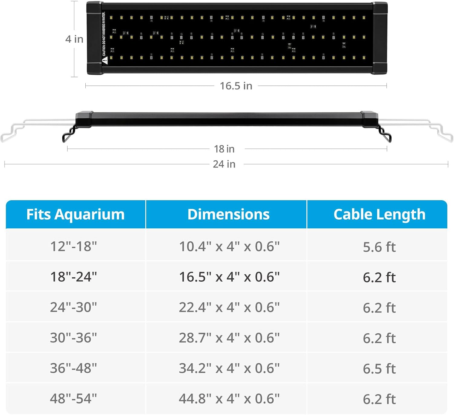 Side profile view of Nicrew aquarium light mounted on glass tank