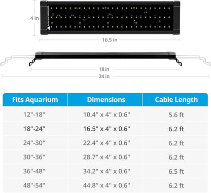 Side profile view of Nicrew aquarium light mounted on glass tank