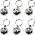 Attkryy metal pet collar bells 6-pack front view showcasing premium silver finish