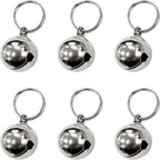Attkryy metal pet collar bells 6-pack front view showcasing premium silver finish