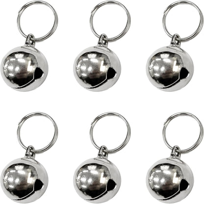 Attkryy metal pet collar bells 6-pack front view showcasing premium silver finish