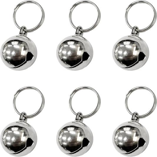 Attkryy metal pet collar bells 6-pack front view showcasing premium silver finish