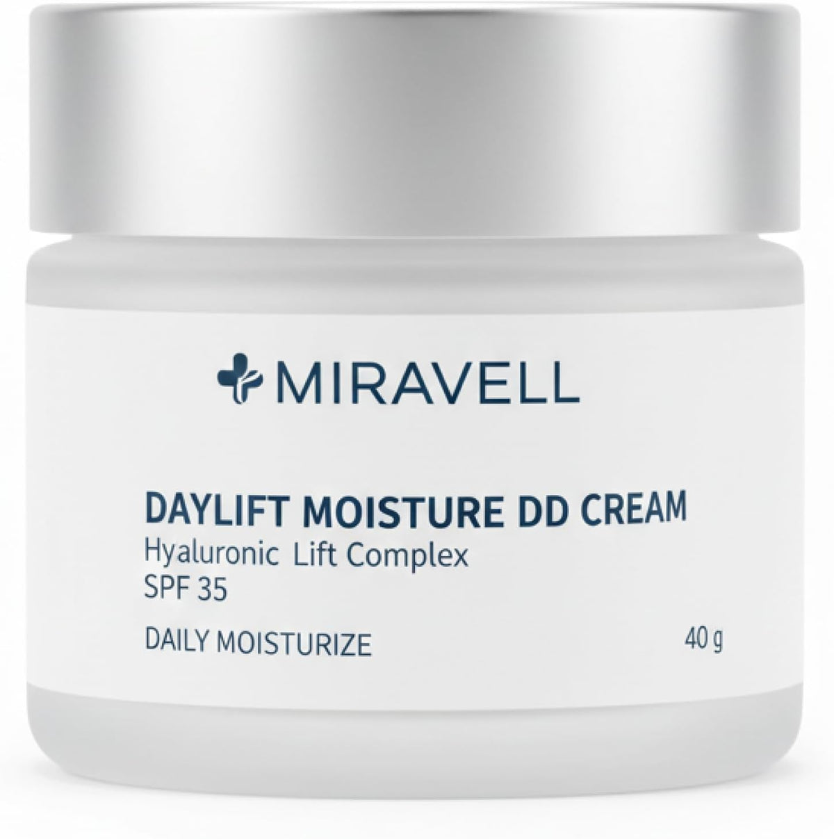 Miravell DayLift Moisture DD Cream front view in frosted glass jar packaging