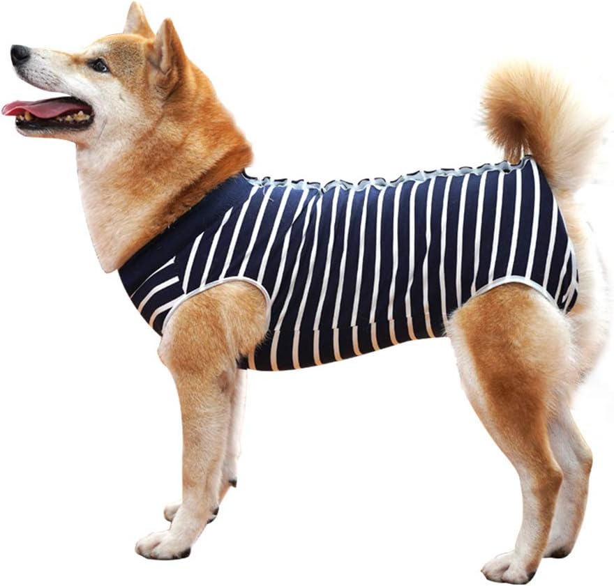 Dog Recovery Suit Abdominal Wound Puppy Surgical Clothes Post-Operative Vest Pet After Surgery Wear Substitute E-Collar & Cone(XL, Grey) - Image 8
