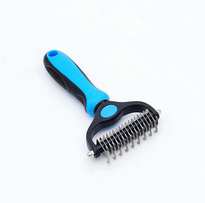 Fur Magic Double Sided Dematting Comb front view showing stainless steel teeth