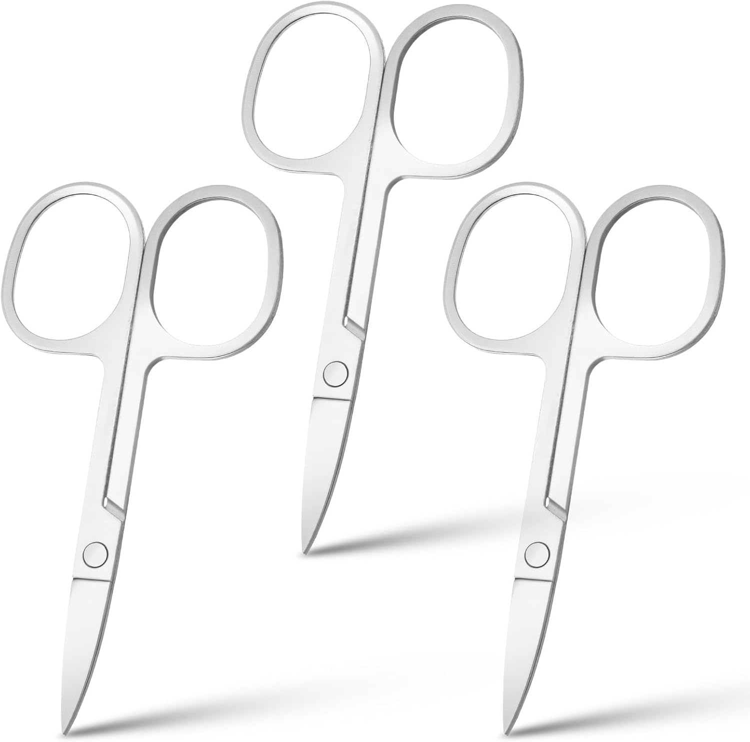 Briota Brands 3 piece cuticle curved scissors set front view for facial hair grooming.