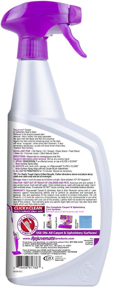 Rejuvenate pet stain spot remover spray bottle for home cleaning