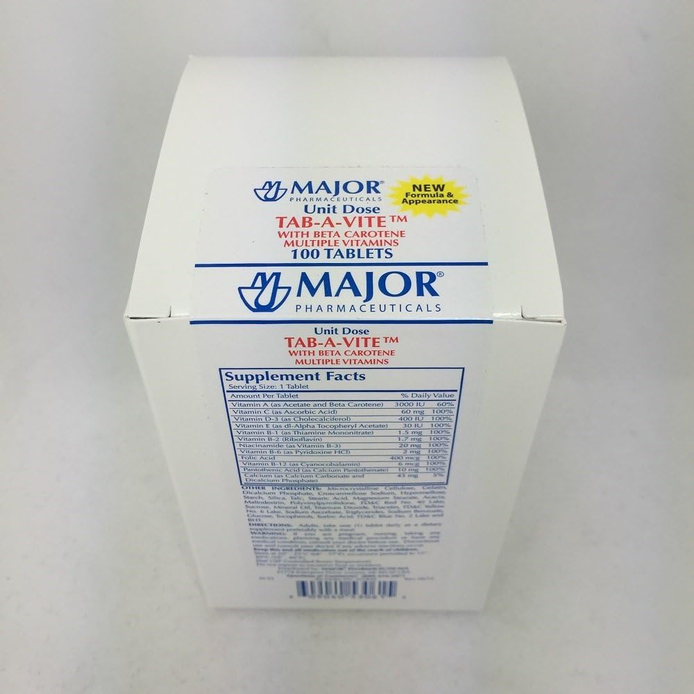 Major Pharmaceuticals Tab A Vite with Beta Carotene daily multivitamin front view bottle pack