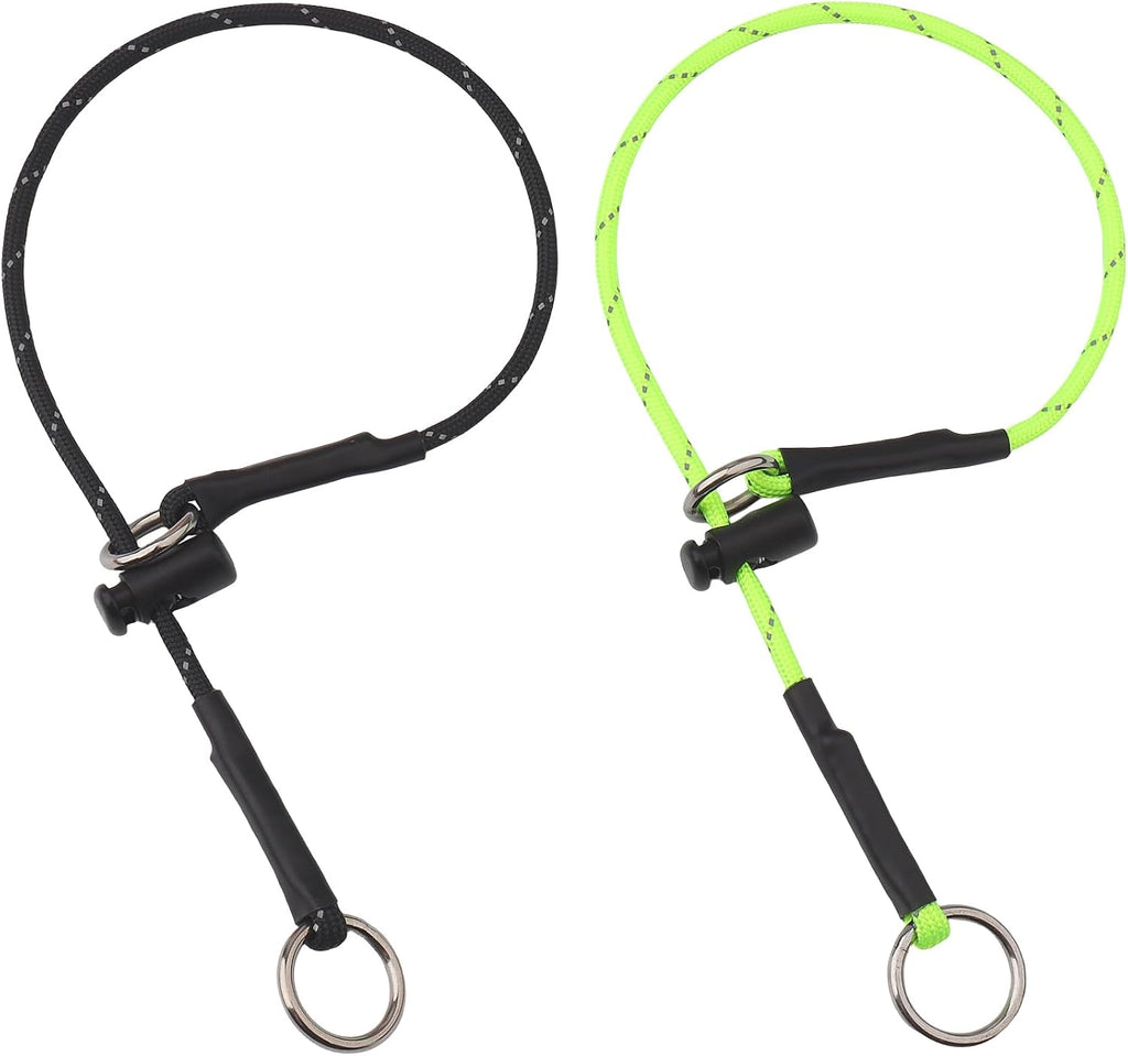 22" Dog Slip Collar - 5/32" Paracord Rope Dog Collar with Spring-Loaded Stopper & Stainless Steel O-Ring, Reflective for Low-Light Visibility (Black & Neon Green) - Image 11
