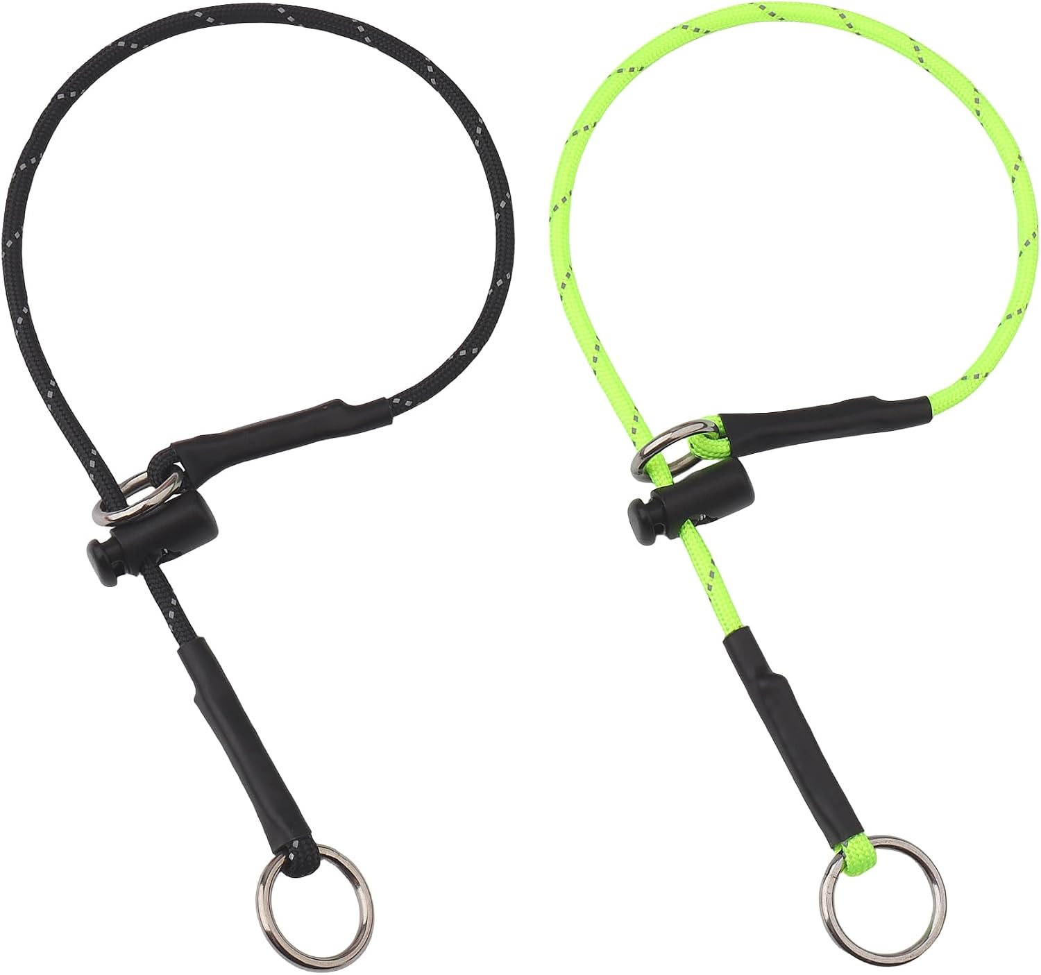 22" Dog Slip Collar - 5/32" Paracord Rope Dog Collar with Spring-Loaded Stopper & Stainless Steel O-Ring, Reflective for Low-Light Visibility (Hot Pink & Green) - Image 11